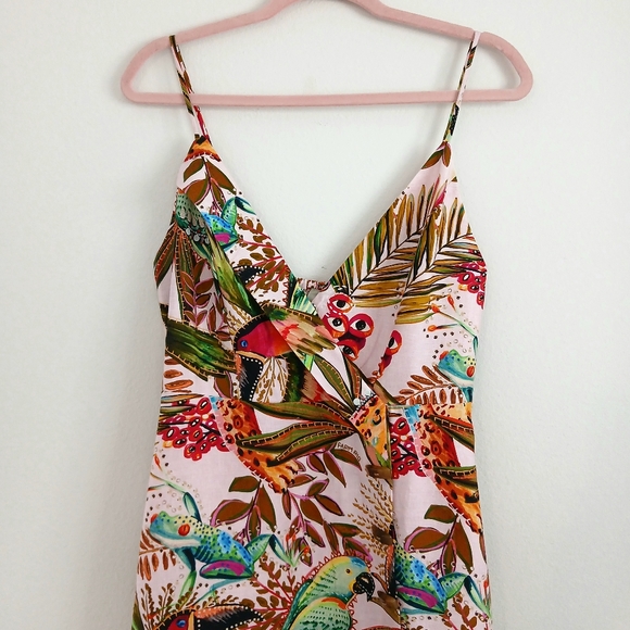 NWT Farm Rio Tropical Print Spaghetti Strap Wrap Sundress - Picture 4 of 7